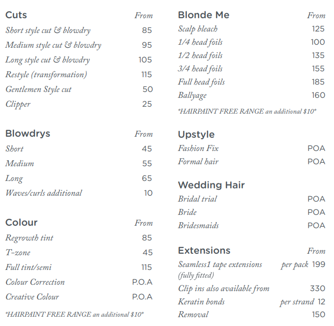 Lemonade Hair Services and Prices